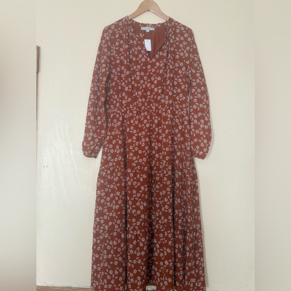 LOFT Floral Rust Maxi Dress